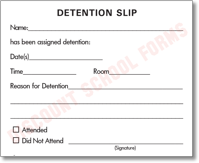 Detention Slips Printable Printable World Holiday